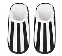 Mexpekil Pantuflas esponjosas para mujeres y hombres, Rayas blancas y negras, 8/11 UK Wide