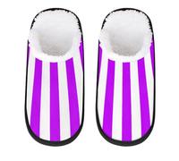 Mexpekil Pantuflas esponjosas para mujeres y hombres, Rayas moradas y blancas, 8/11 UK Wide