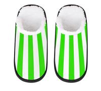 Mexpekil Pantuflas esponjosas para mujeres y hombres, Rayas verdes y blancas, 8/11 UK Wide