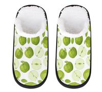 Mexpekil Pantuflas esponjosas para mujeres y hombres, Rebanadas de manzana verde, 4/7 UK Wide