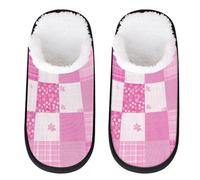 Mexpekil Pantuflas esponjosas para mujeres y hombres, Rosa a cuadros florales, 8/11 UK Wide