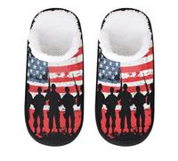 Mexpekil Pantuflas esponjosas para mujeres y hombres, Soldados de la bandera de EE. UU, 8/11 UK Wide