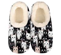 Mexpekil Pantuflas para mujer y hombre con cuello esponjoso, pantuflas cálidas de invierno, antideslizantes, para interiores, zapatos de casa, regalos para mamá y papá (varias tallas 4-11), Gato