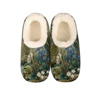 Mexpekil Pantuflas para mujer y hombre con cuello esponjoso, pantuflas cálidas de invierno, antideslizantes, para interiores, zapatos de casa, regalos para mamá y papá (varias tallas 4-11), Varias