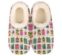 Mexpekil Pantuflas para mujer y hombre con cuello esponjoso, pantuflas cálidas de invierno, antideslizantes, para interiores, zapatos de casa, regalos para mamá y papá (varias tallas 4-11), Regalos de
