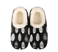 Mexpekil Pantuflas para mujer y hombre con cuello esponjoso, pantuflas cálidas de invierno, antideslizantes, para interiores, zapatos de casa, regalos para mamá y papá (varias tallas 4-11), Huevos de