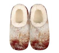 Mexpekil Pantuflas para mujer y hombre con cuello esponjoso, pantuflas cálidas de invierno, antideslizantes, para interiores, zapatos de casa, regalos para mamá y papá (varias tallas 4-11), Tema rojo