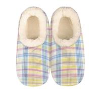 Mexpekil Pantuflas para mujer y hombre con cuello esponjoso, pantuflas cálidas de invierno, antideslizantes, para interiores, zapatos de casa, regalos para mamá y papá (varias tallas 4-11), Cuadros