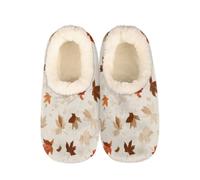 Mexpekil Pantuflas para mujer y hombre con cuello esponjoso, pantuflas cálidas de invierno, antideslizantes, para interiores, zapatos de casa, regalos para mamá y papá (varias tallas 4-11), Hojas de