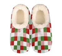 Mexpekil Pantuflas para mujer y hombre con cuello esponjoso, pantuflas cálidas de invierno, antideslizantes, para interiores, zapatos de casa, regalos para mamá y papá (varias tallas 4-11), Cuadros