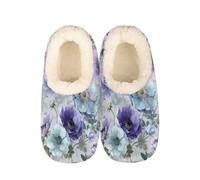 Mexpekil Pantuflas para mujer y hombre con cuello esponjoso, pantuflas cálidas de invierno, antideslizantes, para interiores, zapatos de casa, regalos para mamá y papá (varias tallas 4-11), Acuarela
