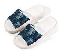 Mexpekil Pantuflas Sea Jellyfish para mujeres y hombres, zapatos de casa de punta abierta, pantuflas de lino de verano, multicolor, 37/38 EU ancho