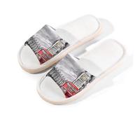 Mexpekil Pantuflas vintage británicas del Reino Unido de Londres Big Ben para mujeres y hombres, zapatos de casa de punta abierta, pantuflas de lino de verano, multicolor, 6/6.5 UK Wide