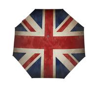 Mexpekil Paraguas compacto plegable con diseño de bandera británica vintage del Reino Unido para sol y lluvia, apertura automática, paraguas compacto resistente al viento para mujeres y