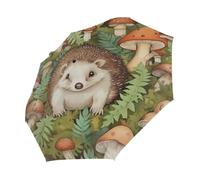 Mexpekil Paraguas compacto resistente al viento fuerte para niños, mujeres y hombres, paraguas plegable con protección UV, paraguas de viaje para sol y lluvia, Hoja de hongo erizo, 28CM