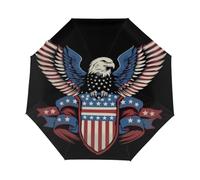 Mexpekil Paraguas plegables automáticos, cierre abierto, bandera de Estados Unidos, águila, impresión artística, resistente al viento, paraguas compacto para mujeres y hombres