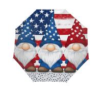 Mexpekil Paraguas plegables automáticos, cierre abierto, gnomo Estados Unidos, 4 de julio, día de la independencia, resistente al viento, paraguas compacto para mujeres y hombres