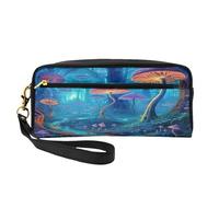 Mexpekil Phantom - Estuche para lápices, diseño de hongos y plantas trippy, bolsa de maquillaje de viaje, bolsa para bolígrafos, bolsa de piel para cosméticos, brochas de maquillaje, caja de papelería