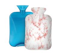 Mexpekil Pink Japan Cherry Blossom Flower - Bolsa de agua caliente con funda, bolsa de agua caliente de PVC de 2 litros para aliviar el dolor, pies, espalda y calor