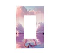 Mexpekil Pink Swans Love - Cubierta para interruptor de luz, 1 banda, cubierta de salida basculante individual, placa decorativa de pared para oficina en casa