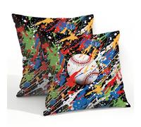 Mexpekil Rainbow Splash - Juego de 2 fundas de cojín de béisbol impermeables para exteriores, 55 x 55 cm, para patio, jardín