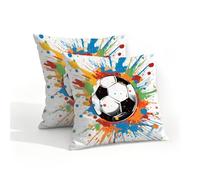 Mexpekil Rainbow Splash - Juego de 2 fundas de cojín de fútbol de 40 x 40 cm, impermeables, para exteriores, 16 x 16 pulgadas, para patio y jardín