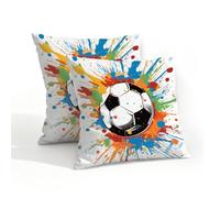 Mexpekil Rainbow Splash - Juego de 2 fundas de cojín de fútbol de 45 x 45 cm, impermeables, para exteriores, para patio y jardín