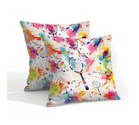 Mexpekil Rainbow Splash - Juego de 2 fundas de cojín para raqueta de tenis de 45 x 45 cm, impermeables, para exteriores, para patio y jardín