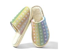Mexpekil Rainbow Striped Hearts - Pantuflas de espuma viscoelástica para mujer, multicolor, 38.5/39.5 EU