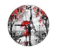 Mexpekil Reloj de pared silencioso de la Torre Eiffel de París, sin tictac, 25 cm, redondo, funciona con pilas, reloj decorativo moderno para sala de estar, cocina, dormitorio, oficina