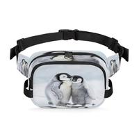 Mexpekil Riñonera con diseño de pingüino acurrucado en la nieve, bolsa de cinturón de dos vías con cremallera repelente al agua, bolsas cruzadas con correa ajustable, Black