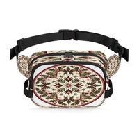 Mexpekil Riñonera Holiday Splendor con cremallera bidireccional, repelente al agua, riñonera cruzada con correa ajustable, Black