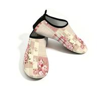 Mexpekil Rose Butterfly - Zapatos acuáticos a cuadros para mujeres y hombres, de secado rápido, antideslizantes, para pies descalzos, Retazos a cuadros de mariposa rosa, 41/42 EU