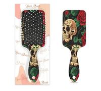 Mexpekil Rose Day Of The Dead Skull - Cepillo de pelo para desenredar, cepillo de pelo húmedo y seco, peine de masaje con cojín de aire para niñas, mujeres y hombres