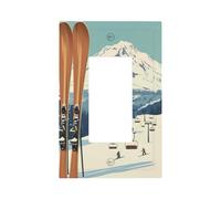 Mexpekil Skis - Cubierta para interruptor de luz de nieve, 1 banda, cubierta de salida basculante individual, placa decorativa de pared para oficina en casa