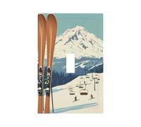 Mexpekil Skis - Cubierta para interruptor de luz de nieve, 1 banda, cubierta de salida de palanca única, placa decorativa de pared para oficina en casa