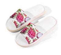 Mexpekil Sliders - Pantuflas de verano para mujer, con puntera abierta, para interiores y exteriores (acuarela de fruta del dragón), Fruta del dragón de acuarela, 42/42.5 EU