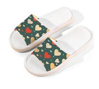 Mexpekil Sliders - Pantuflas de verano para mujer, con puntera abierta, para interiores y exteriores (corazón de amor navideño), Corazón de amor navideño, 40/41 EU