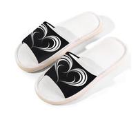 Mexpekil Sliders - Pantuflas de verano para mujer, con puntera abierta, para interiores y exteriores (líneas blancas, corazón de amor), White Lines Love Heart, 42/42.5 EU