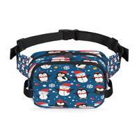 Mexpekil Snowy Friends - Riñonera con cremallera de dos vías, repelente al agua, riñonera cruzada con correa ajustable, Black