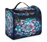 Mexpekil Space Galaxy Mandala - Neceser colgante floral para mujeres y hombres, grande, impermeable, neceser de maquillaje para viajes, multicolor, 10.2 x 6.5 x 9.2 inches, Neceser