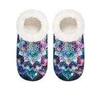 Mexpekil Space Galaxy Mandala - Pantuflas para mujer, diseño floral, antideslizantes, para mujer, hombre y mujer, Space Galaxy Mandala Floral, Large
