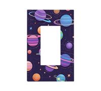Mexpekil Space Planet - Cubierta de interruptor de luz morada, 1 banda, cubierta de salida basculante individual, placa decorativa de pared para oficina en casa