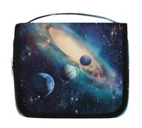 Mexpekil Space Universe Planets - Neceser para mujeres, hombres y mujeres, impermeable, para colgar, con gancho, organizador de cosméticos