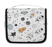 Mexpekil Space Universe Rockets Planets Neceser para mujeres, hombres y mujeres, bolsa de viaje impermeable para colgar con gancho, organizador de cosméticos