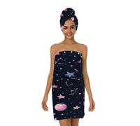 Mexpekil Star Constellations - Juego de bata de baño de microfibra para mujer, absorbente y de secado rápido, toalla de ducha y spa para el cabello y el cuerpo