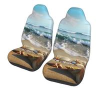 Mexpekil Summer Beach Seashells Waves - 2 fundas universales para asiento de coche, protector de asiento de coche, accesorios interiores para hombres y mujeres