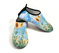 Mexpekil Sunflower Sky - Zapatos acuáticos para mujeres y hombres, de secado rápido, antideslizantes, zapatos acuáticos, Girasol Sky, 42.5/43 EU