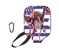 Mexpekil T-Rex - Funda protectora universal para raqueta de pickleball con diseño de esqueleto de bandera estadounidense de 11.6 x 8.7 pulgadas, funda protectora universal para paletas de pickleball