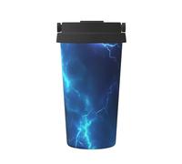 Mexpekil Taza de café aislada de viaje con tapa a prueba de fugas, azul cielo rayo, tazas térmicas para bebidas calientes, 500 ml